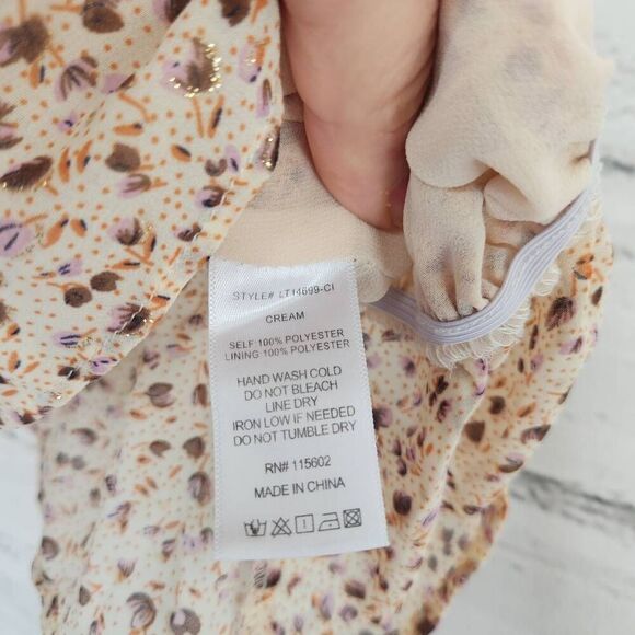 Nectar Clothing Women's Cream Floral Spaghetti Strap Boho Peplum Top Size Small - Picture 9 of 9